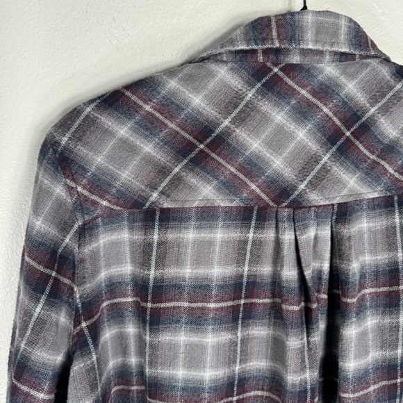 urban outfitters plaid flannel button-down long sleeve shirt boyfriend fit small - Picture 13 of 15